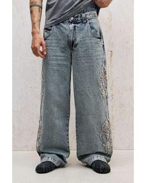 BDG Bleach Bake Neo Appliqué Skate Jeans - Blue