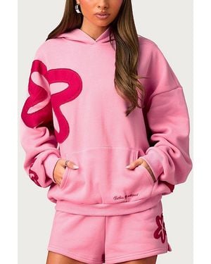 Edikted Barbie Blossom Oversized Hoodie - Pink