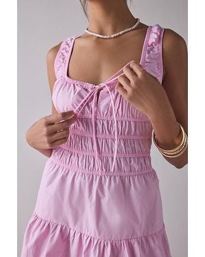 Glamorous Cotton Poplin Ruched Mini Dress - Pink