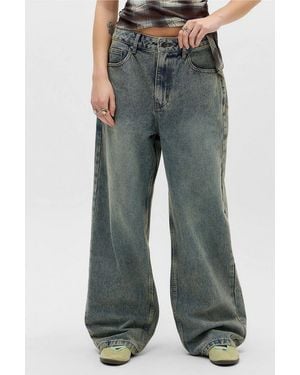 Ed Hardy Uo Washed Dragon Baggy Jeans - Multicolour