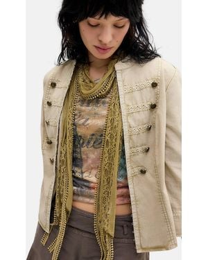 Urban Outfitters Uo Lace Tassle Skinny Scarf - Green