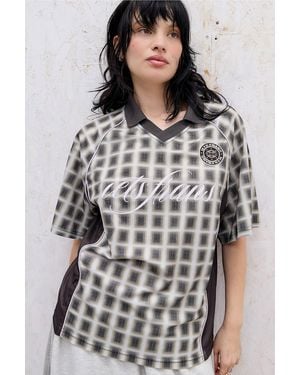 iets frans... Check Football Shirt - Grey
