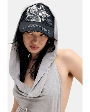 Ed Hardy Black Mono Giant Dragon Trucker Hat