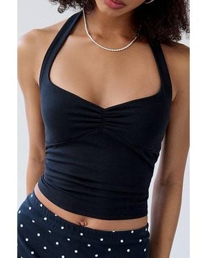 Out From Under Bec Pinch-Front Halter Cami - Black