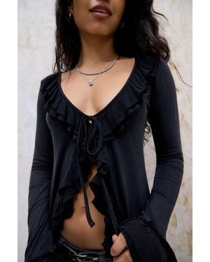 Kimchi Blue Elsa Washed Waterfall Top - Black