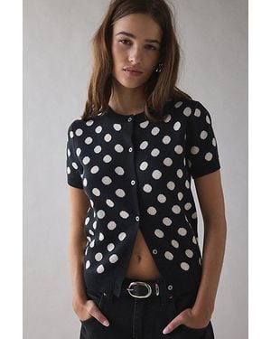 Kimchi Blue Rachel Printed Short Sleeve Cardigan - Black