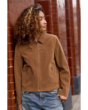 BDG Sally Fitted Faux Suede Jacket - Brown