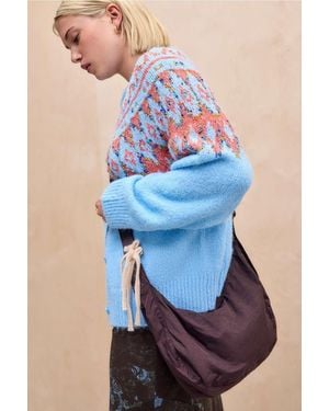 BAGGU Brown Medium Nylon Crescent Bag - Blue