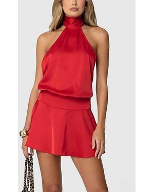 Edikted Scarf Halter Open Back Mini Dress - Red