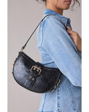 BDG Mira Belted Faux Leather Crescent Bag - Blue