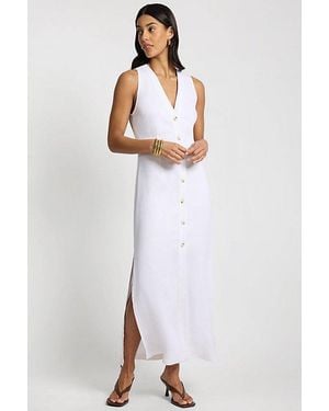 Onia Textured Linen Sweater Scoop Maxi Dress - White