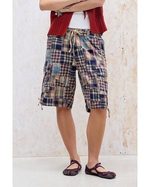 BDG Check Cargo Longline Shorts Xs At Urban Outfitters - Multicolour