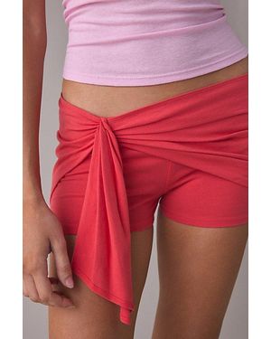 Out From Under Bec Asymmetric Wrap Micro Shorts - Red