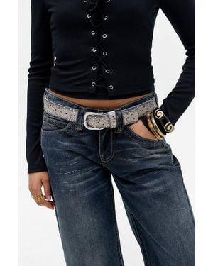 Urban Outfitters Uo Faux Leather Embellished Belt - Blue