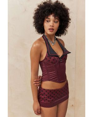 Jaded London Not Your Girlfriend Polka Dot Corset Top - Brown