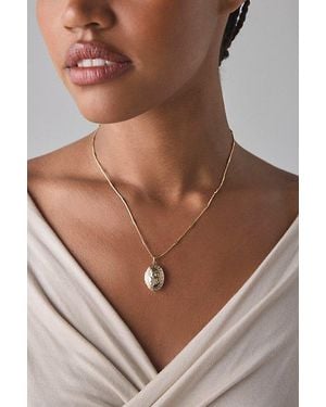 Urban Outfitters Daisy Etched Oval Locket Necklace - Brown