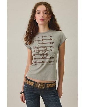 BDG Grunge Graphic Short Sleeve Spill The Tee - Gray