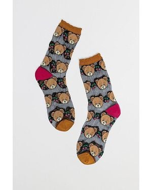 Sock Candy Teddy Bear Ruffle Sheer Sock - Red