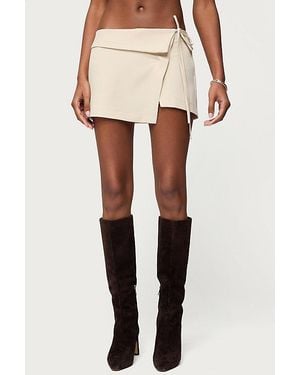 Edikted Selena Asymmetric Wrap Mini Skirt - Natural