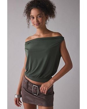 Urban Outfitters Uo Sneaky Link Off-The-Shoulder Crop Top - Gray