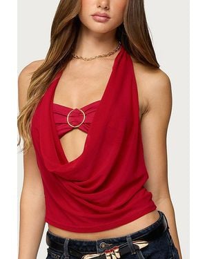 Edikted Issey Layered Bra Cowl Neck Top