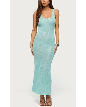 Edikted Abby Sequin Sheer Knit Maxi Dress - Blue