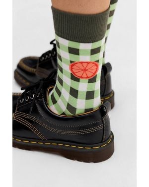 Happy Socks Gingham Orange Socks - Black