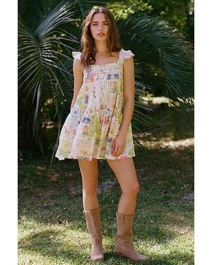 Kimchi Blue High Tide Flutter Sleeve Trapeze Mini Dress - Green