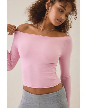 Out From Under Cotton Compression Boatneck Long Sleeve Top - Pink