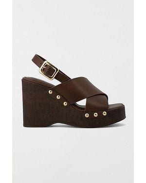 MIA Mia Elleiana Studded Wedge Sandal - Brown