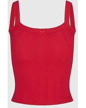 RAT BOI Square Neck Pointelle Cami - Red