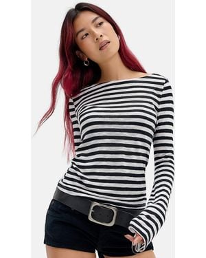 Motel Tineko Stripe Long Sleeve Top Small At Urban Outfitters - Multicolour