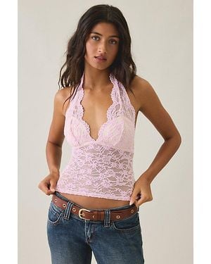 Urban Outfitters Uo Lainey Sheer Lace Halter Top - Purple