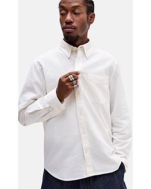 Urban Outfitters Uo Off White Long Sleeve Relaxed Oxford Shirt