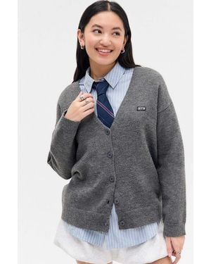 iets frans... Grandad V-neck Cardigan - Purple