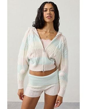 Out From Under Cabin Cozy Cable Knit Full-Zip Hoodie Sweater - White