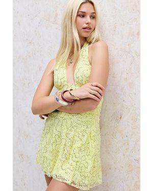 Motel Marty Embellished Mini Dress - Yellow