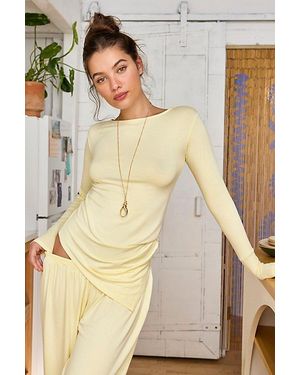 Out From Under Kiera Drippy Asymmetric Long Sleeve Boatneck Top - Natural