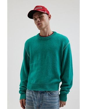 Urban Outfitters Shrunken Crew Neck Knit Sweater - Green