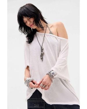 BDG Kurt Off-shoulder Short Sleeve T-shirt - White