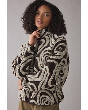Obey Swirls Jacquard Piled Fleece Zip-Up Jacket - Gray