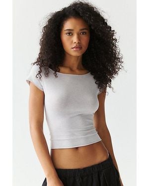 Out From Under Cotton Compression Boatneck Cropped Tee Top - White