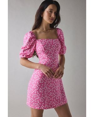 Glamorous Candy Floral Puff Sleeve Mini Dress - Pink