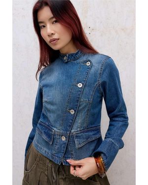 BDG Gaia Asymmetric Denim Jacket - Blue