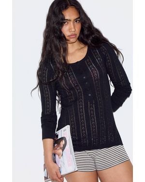 Out From Under Pointelle Henley Top - Blue