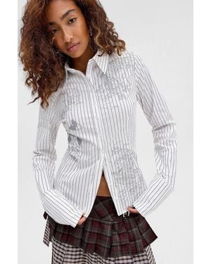 Ed Hardy Dragon Print Fitted Shirt - White