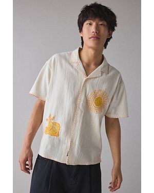 Native Youth Embroidered Boxy Fit Shirt Top - Gray