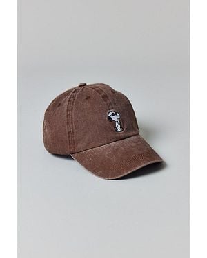 Urban Outfitters Peanuts Snoopy Joe Cool Icon Washed Dad Hat - Brown