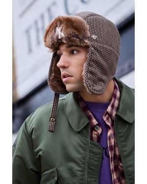 '47 Uo Exclusive Houndstooth Trapper Hat - Brown