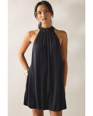 Urban Outfitters Uo High Neck Halter Bubble Mini Dress - Black